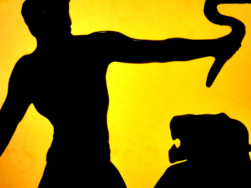 Silhouette of Two Figures — Black, Dramatic, Illustration