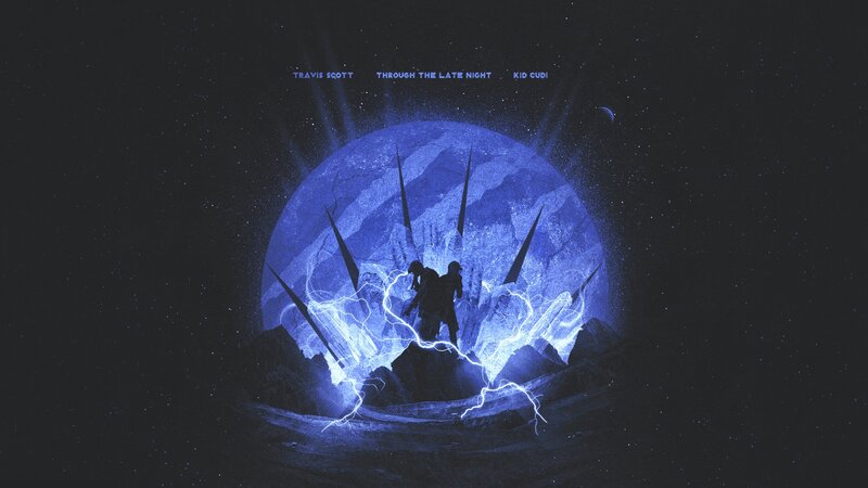 Silhouette of Two Figures — Blue, Dramatic, Night