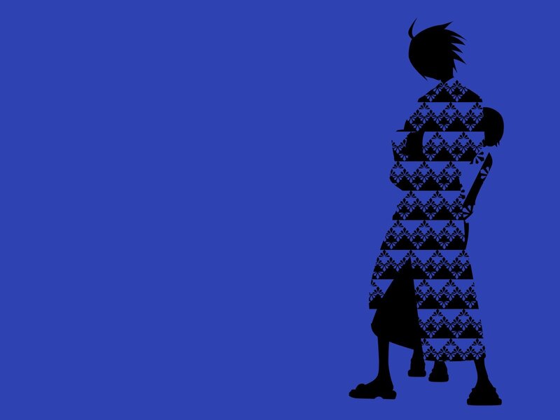 Silhouette of Two Figures — Blue, Minimalist, Digital Art