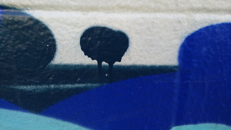 Silhouette of Two Figures — Blue, Minimalist