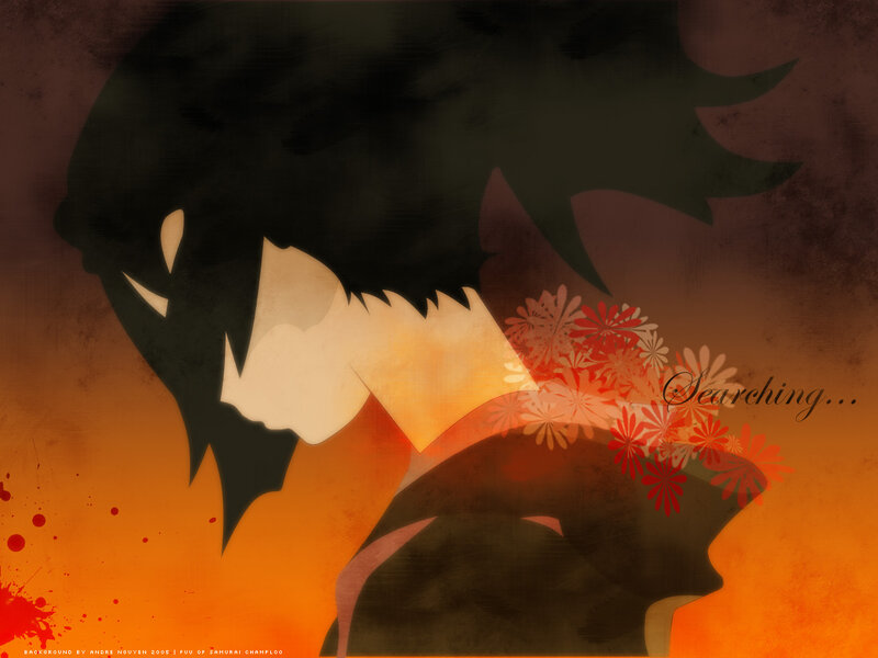 Silhouette of Two Figures — Orange, Dramatic