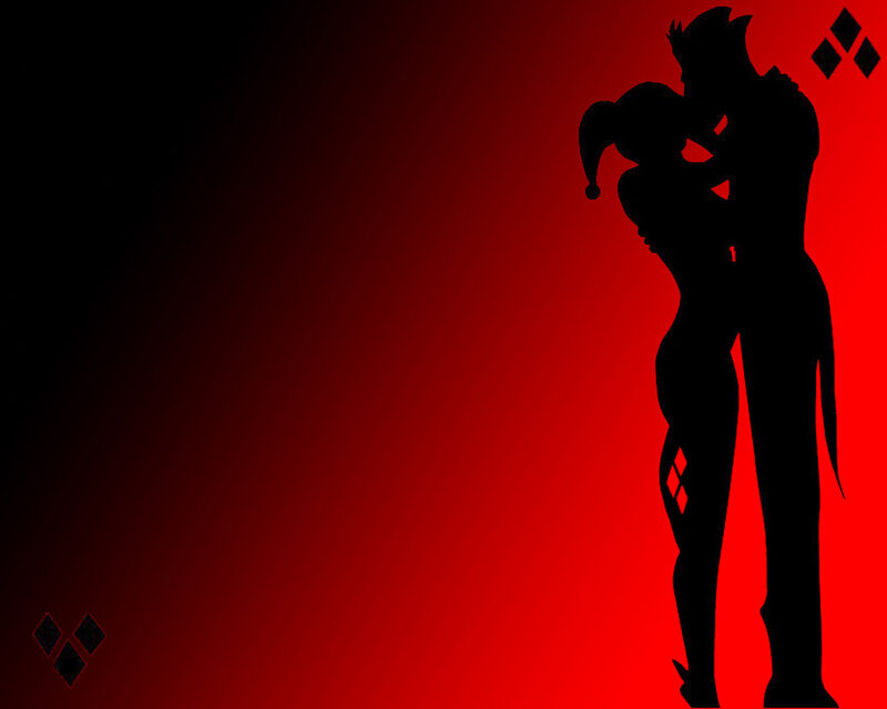 Silhouette of Two Figures — Red, Dramatic