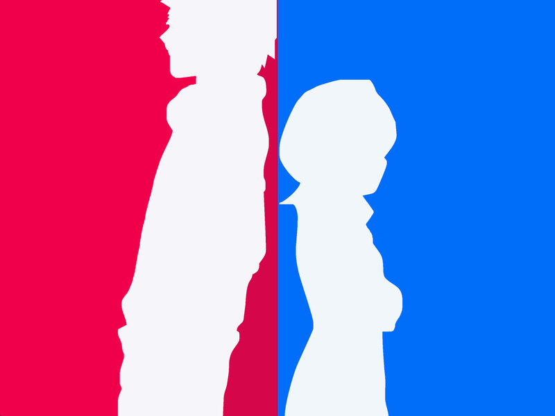 silhouette of two people