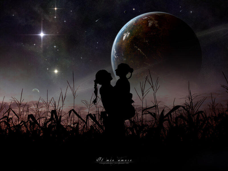 Silhouette of Two People — Black