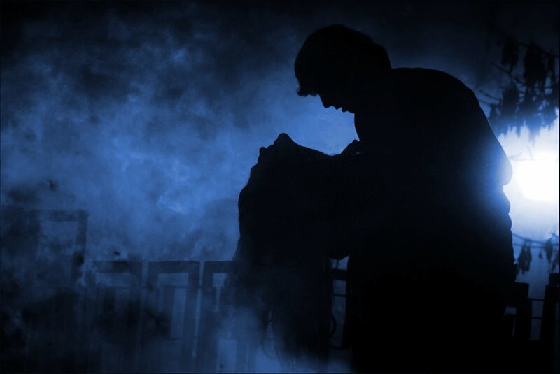 Silhouette of Two People — Blue, Dramatic