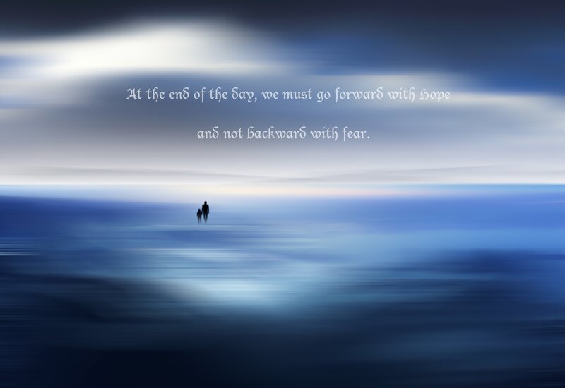 Silhouette of Two People — Blue, Serene