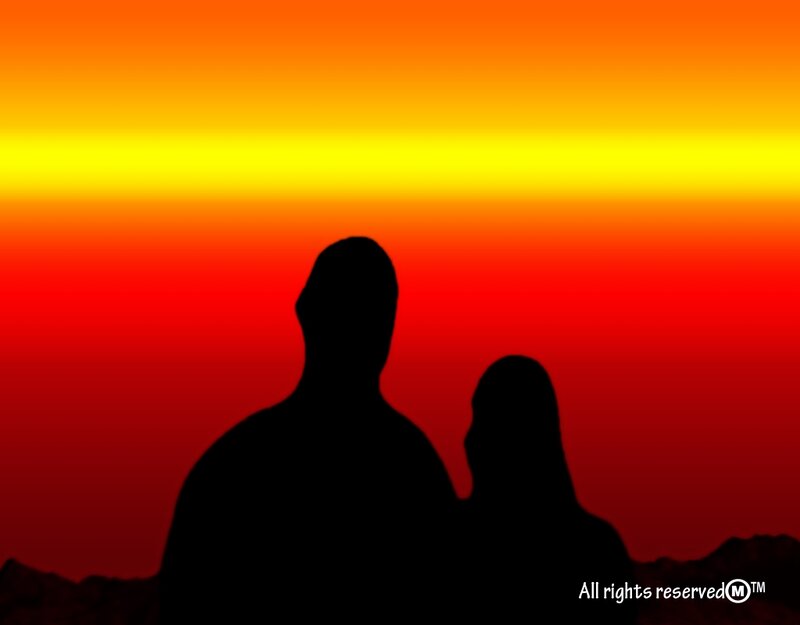 Silhouette of Two People — Red