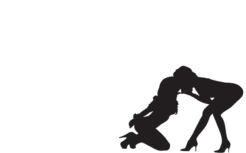 Silhouette of Two Women — Black, Dramatic