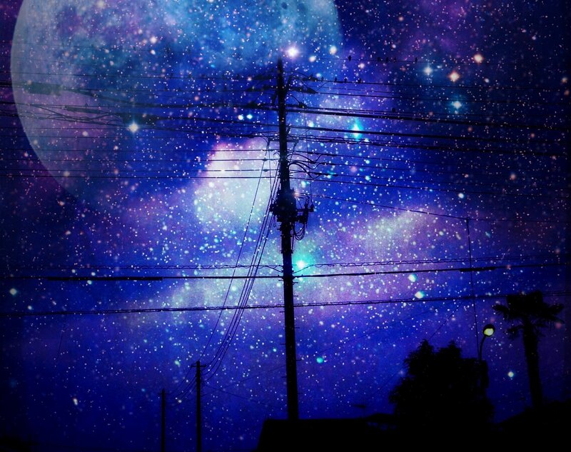 Silhouette of Utility Pole — Blue, Dreamy