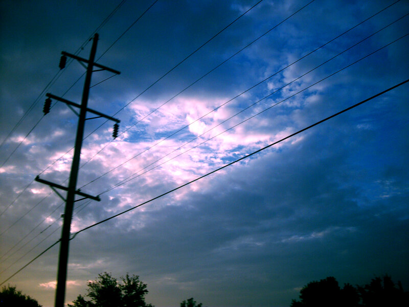 Silhouette of Utility Pole — Blue