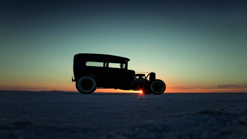 Silhouette of Vintage Car