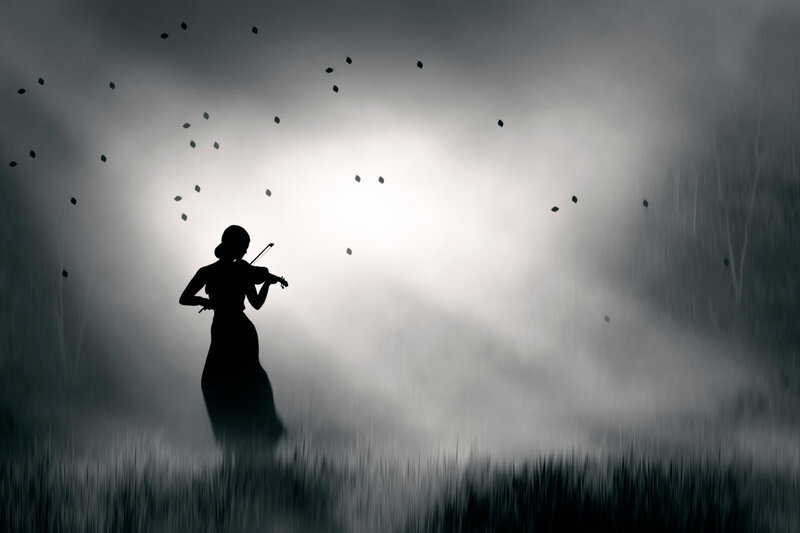 Silhouette of Violinist — Black