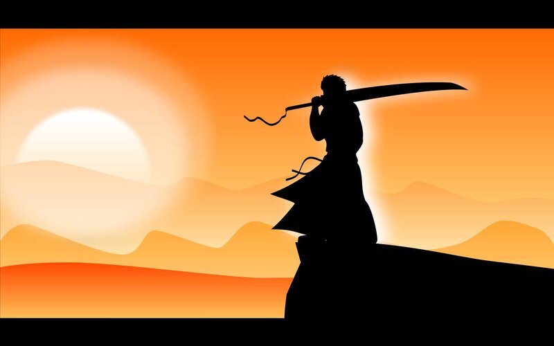 silhouette of warrior at sunset