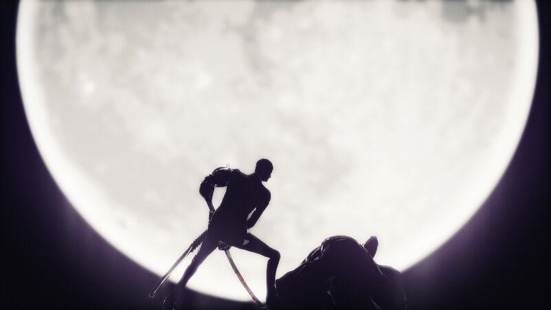 Silhouette of Warrior — Black, Dramatic, Night, Digital Art