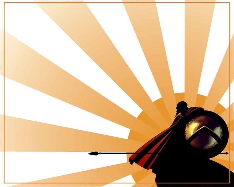 Silhouette of Warrior — Black, Dramatic, Sunrise