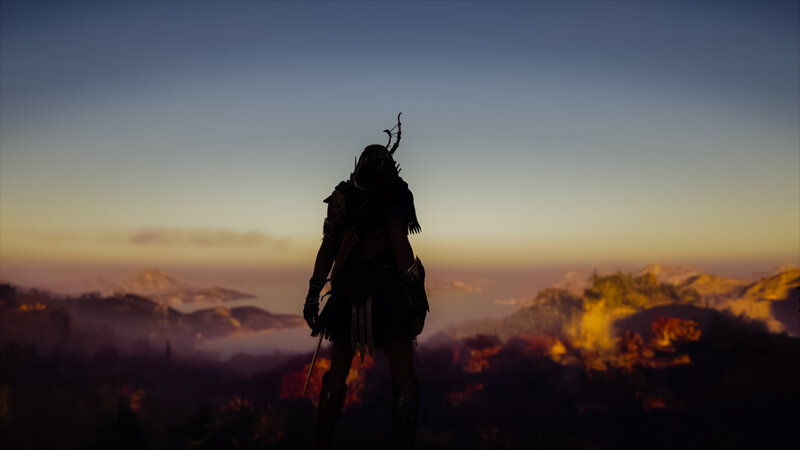 Silhouette of Warrior — Blue, Dramatic, Sunset