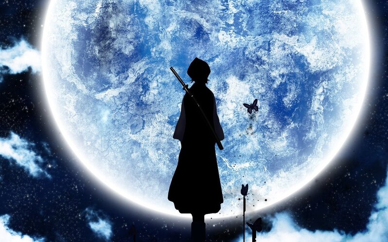 Silhouette of Warrior — Blue, Dramatic