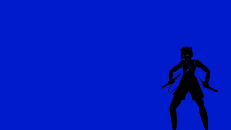 Silhouette of Warrior — Blue, Dramatic, Vector Art, Sword, Mask