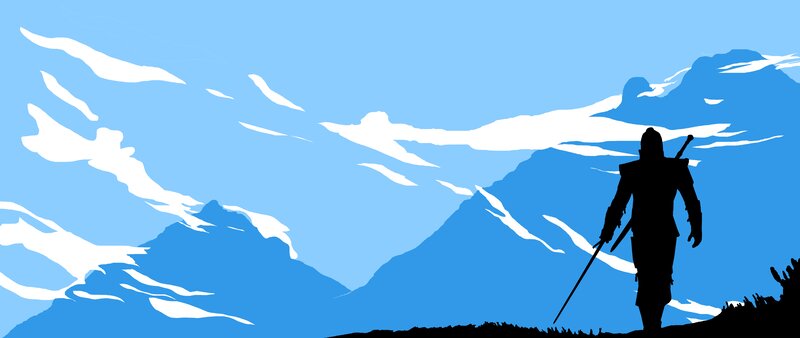 Silhouette of Warrior — Blue, Serene