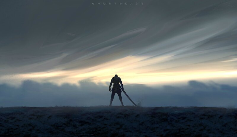 Silhouette of Warrior — Gray, Dramatic