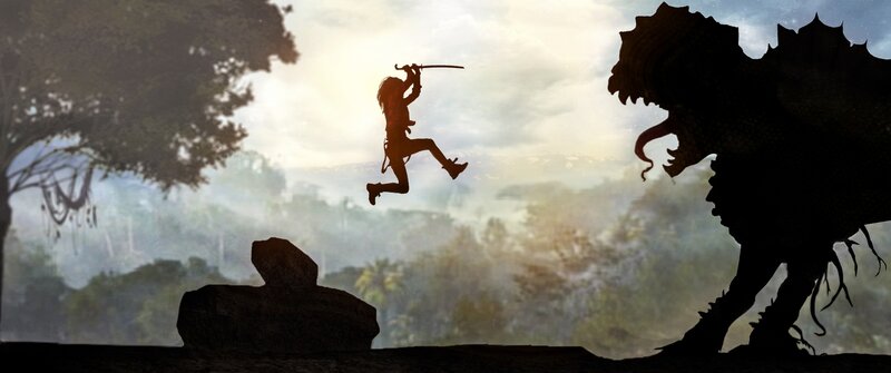 Silhouette of Warrior Jumping