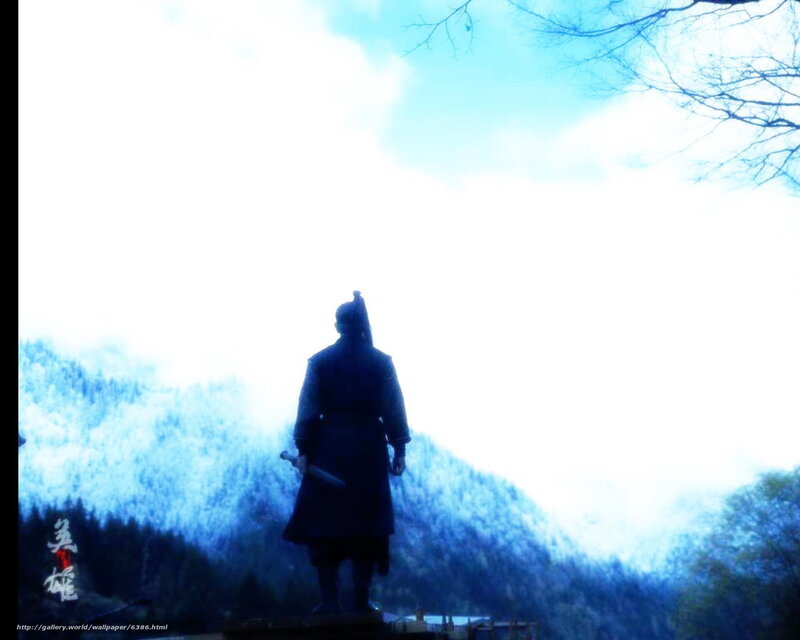 Silhouette of warrior on mountain