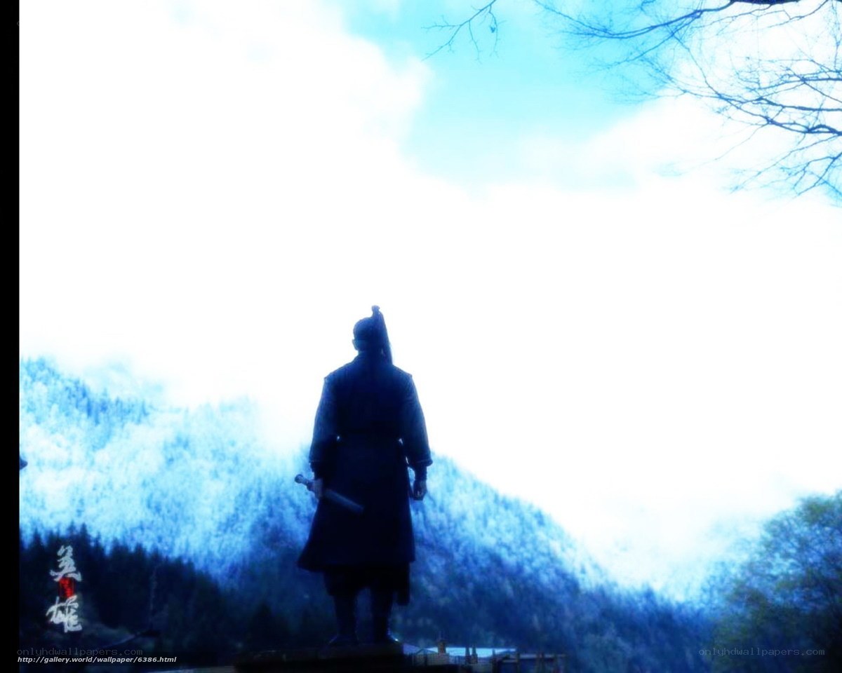 Silhouette of warrior on mountain