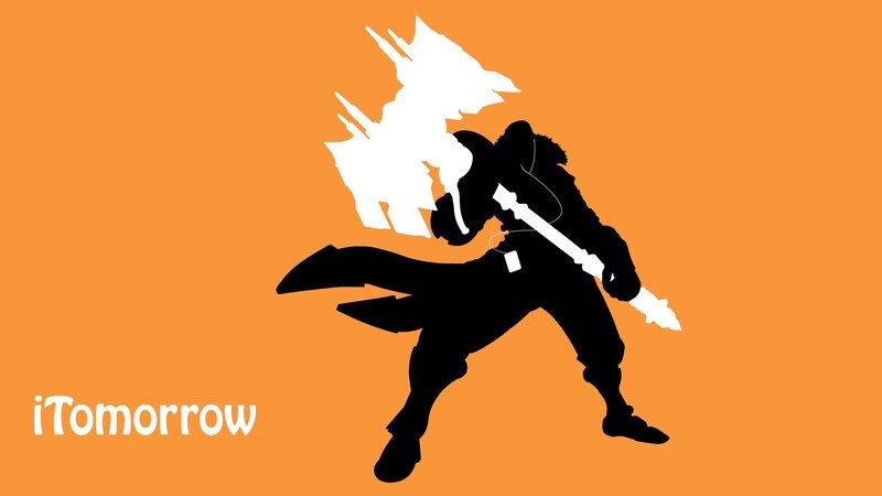 Silhouette of Warrior — Orange, Dramatic, Vector Art