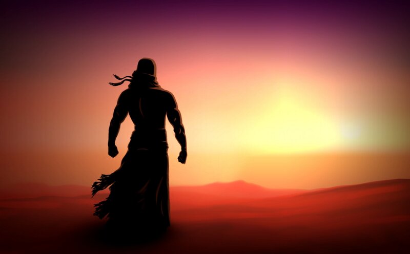 Silhouette of Warrior — Purple, Dramatic