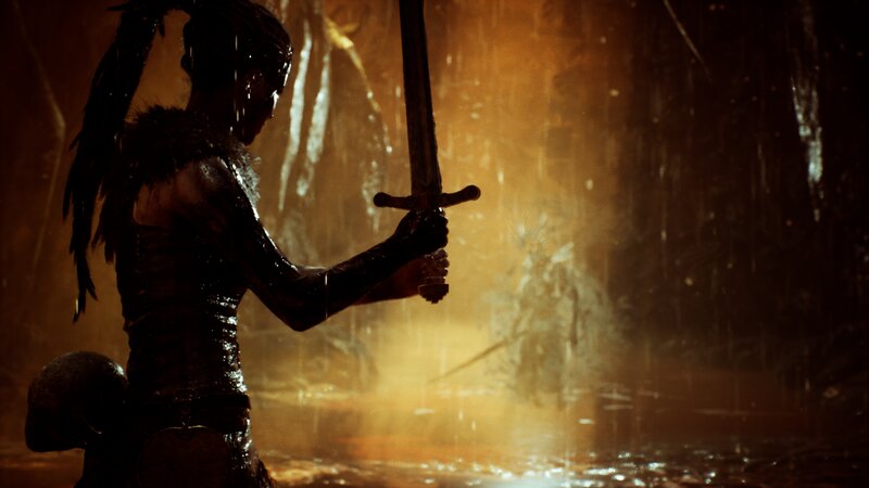 Silhouette of Warrior with Sword — Black, Dramatic, Night, 3d Render