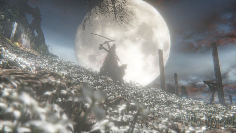 Silhouette of Warrior with Sword — Gray