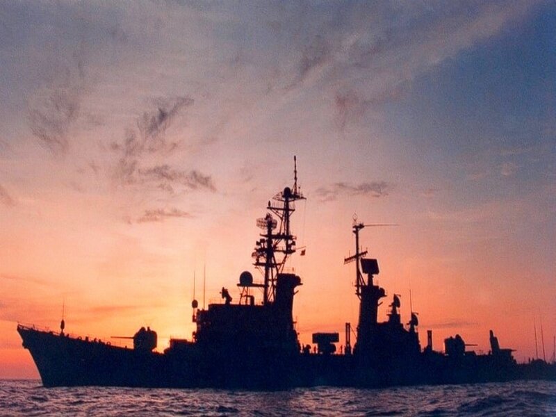 Silhouette of Warship