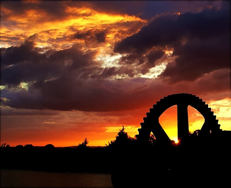 Silhouette of Water Wheel