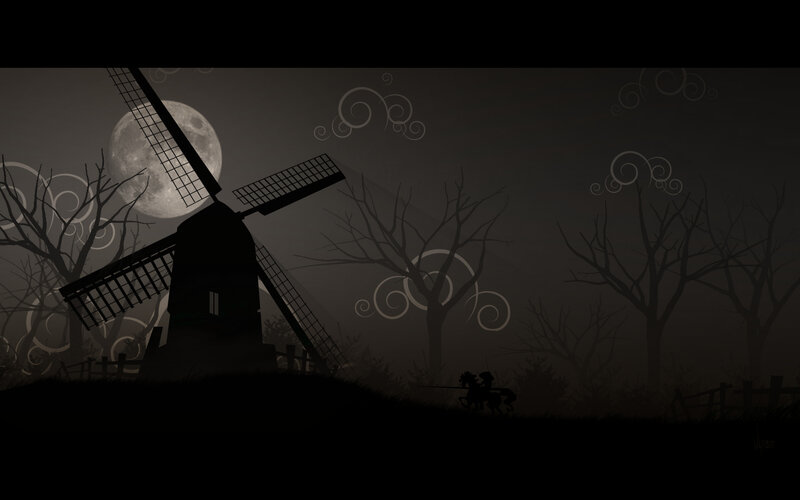Silhouette of Windmill — Black, Dark