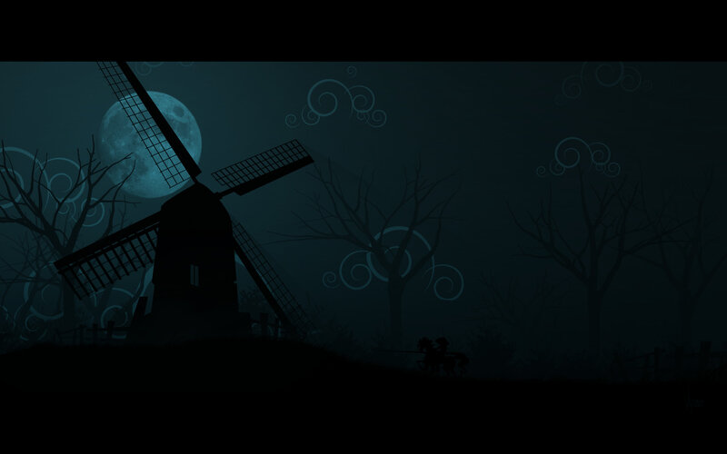 Silhouette of Windmill — Blue