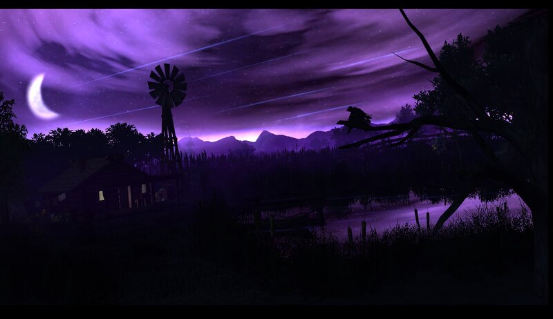 Silhouette of Windmill — Purple