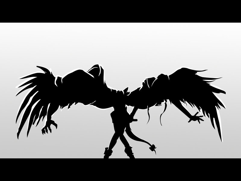 silhouette of winged figure