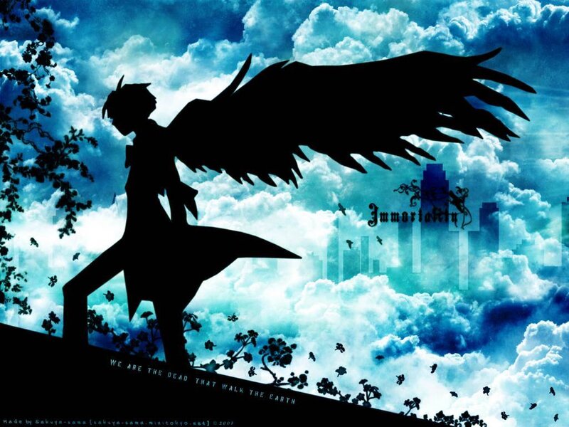 silhouette of winged figure