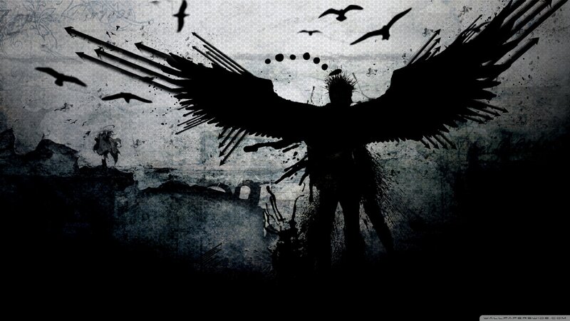 Silhouette of Winged Figure — Black, Dark