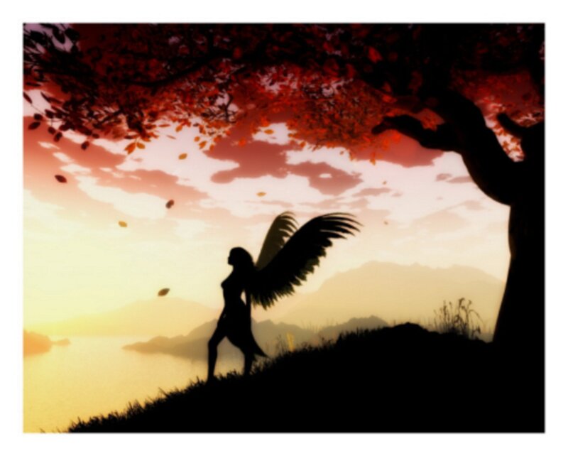 Silhouette of Winged Figure — Red