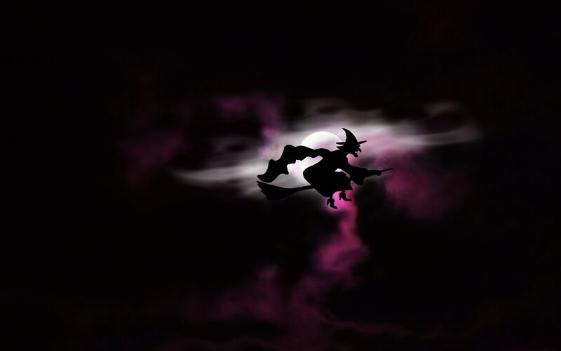 Silhouette of Witch Flying — Black
