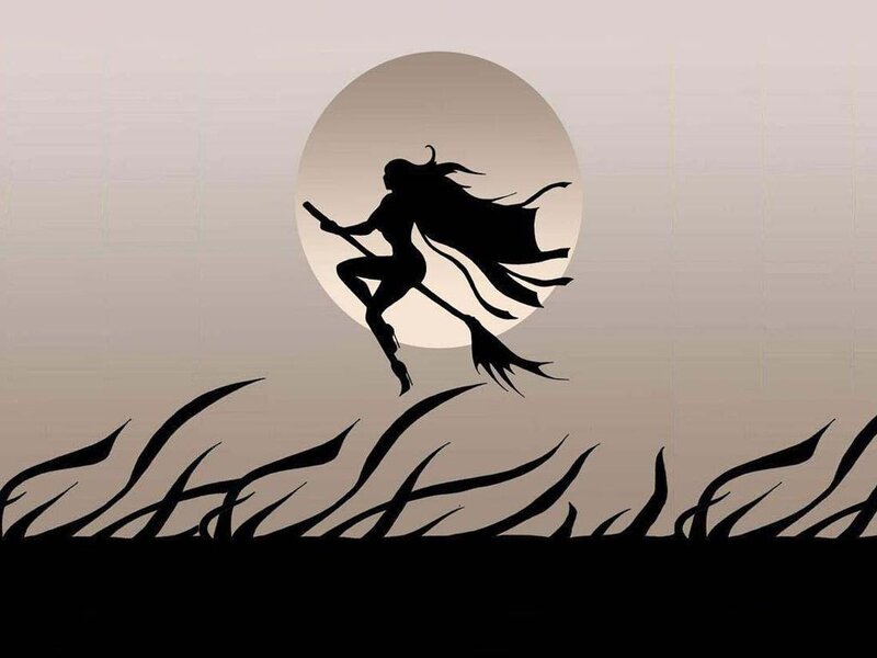 Silhouette of Witch Flying