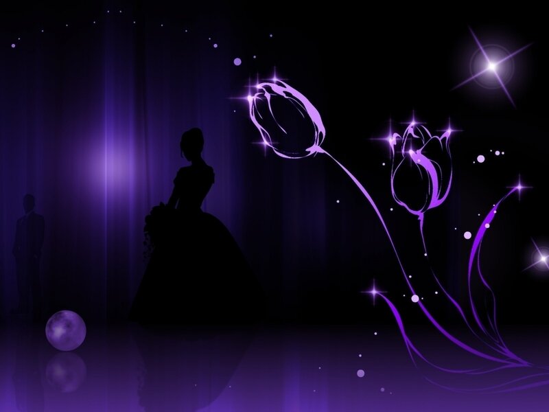Silhouette of Woman and Man — Purple, Dramatic