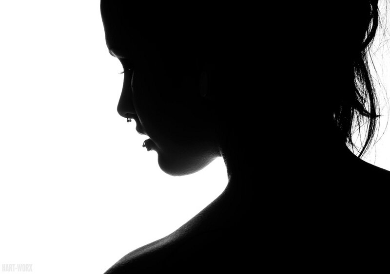 Silhouette of Woman — Black, Dramatic, Photograph, Nose Ring