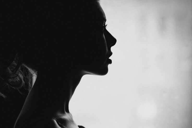 Silhouette of Woman — Black, Dramatic, Photograph, Profile
