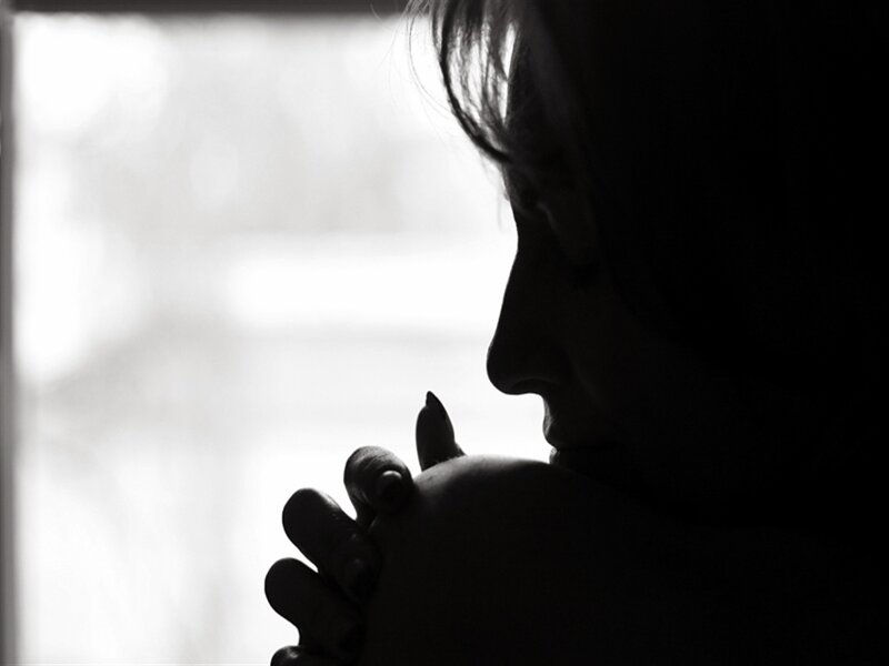 Silhouette of Woman — Black, Dramatic, Photograph, Window