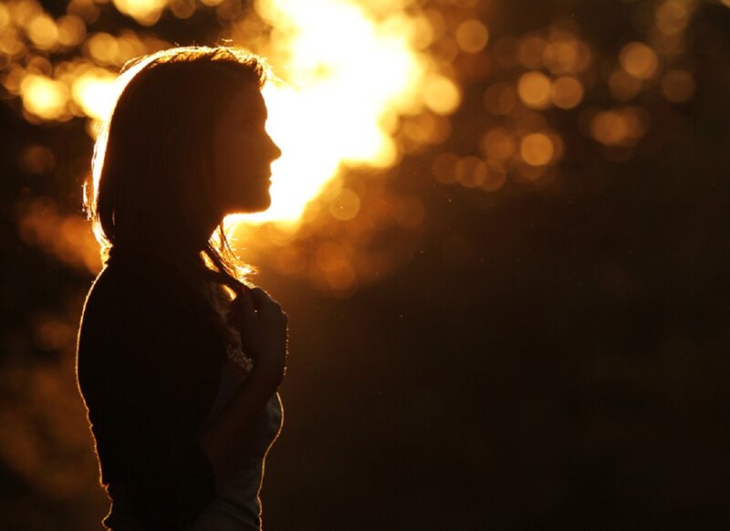 Silhouette of Woman — Black, Dramatic, Sunset, Photograph, Sun
