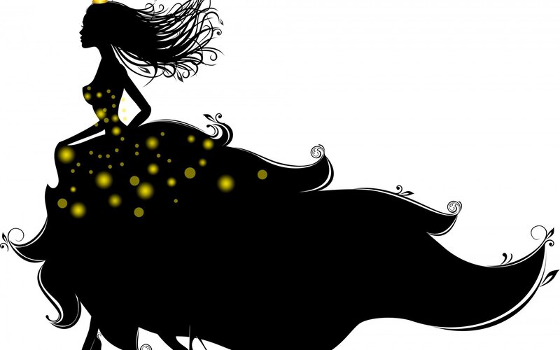 Silhouette of Woman — Black, Dramatic, Vector Art, Dress