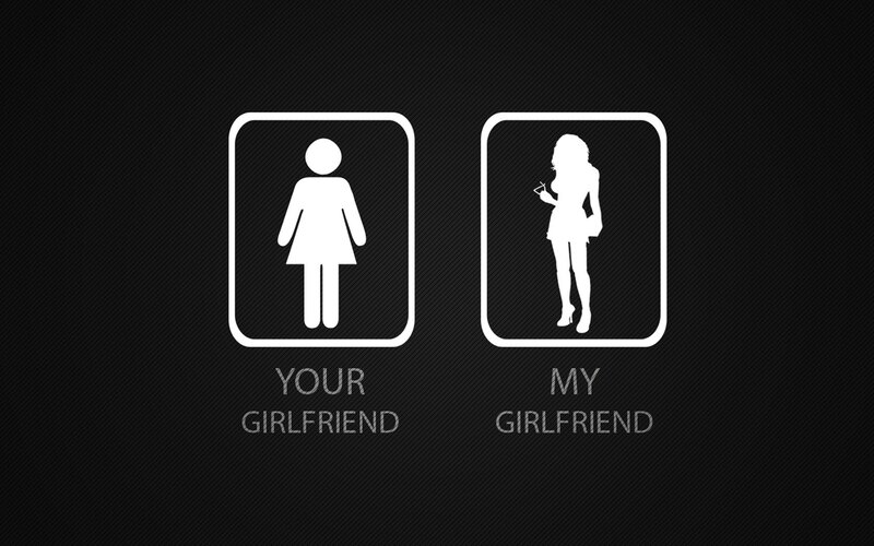 Silhouette of Woman — Black, Humorous, Vector Art, Signs, Text, White