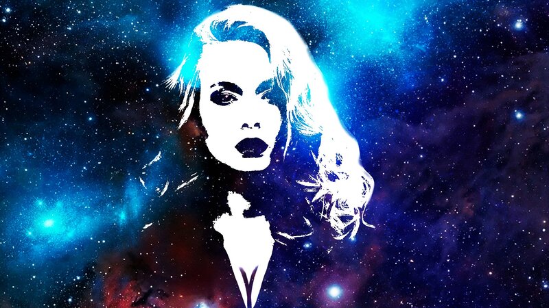 Silhouette of Woman — Blue, Cosmic, Digital Art